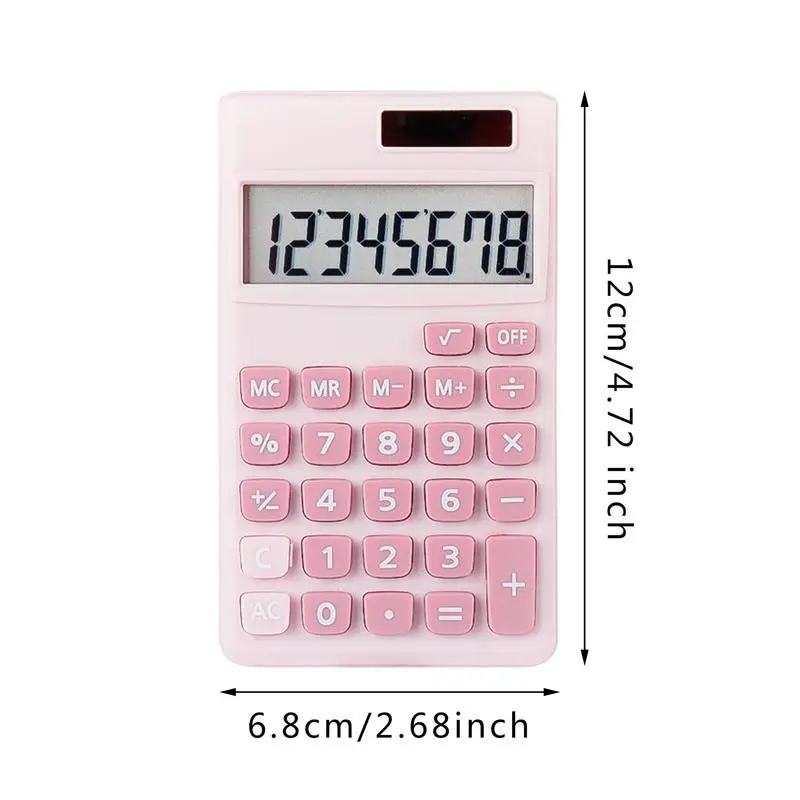 Student Calculator 8-Digit Electronic Calculator Solar Powered LCD Display Screen Calculator Handheld Calculator For School Home