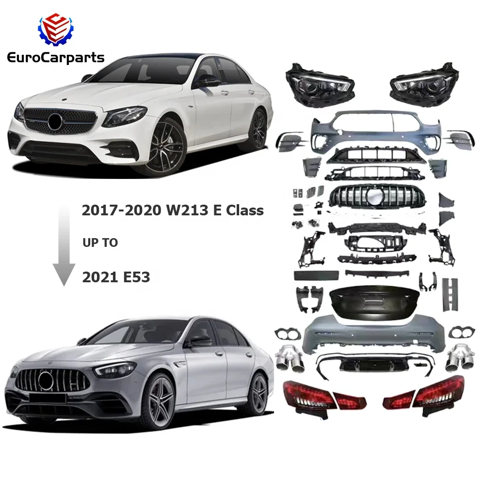 FOR MERCEDES E - CLASS W213 2017-2020 CONVERSION KIT UPGRADE TO 2021  E53 LOOK BODY KIT CAR BUMPERS