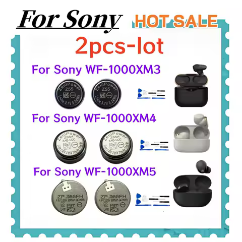 2Pcs Z55 Z55H Z55FH Original Replacement earphones Battery For Sony WF-1000XM4 WF-1000XM3 WF-1000XM5 ZeniPower Battery + Tools