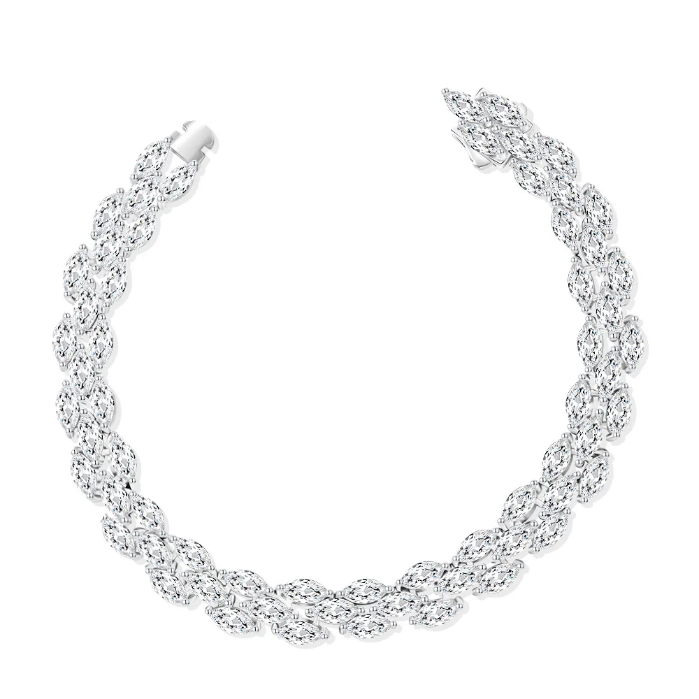 925 silver white horse eye 3 * 6 woven texture high carbon diamond European and American niche fashion accessory bracelet