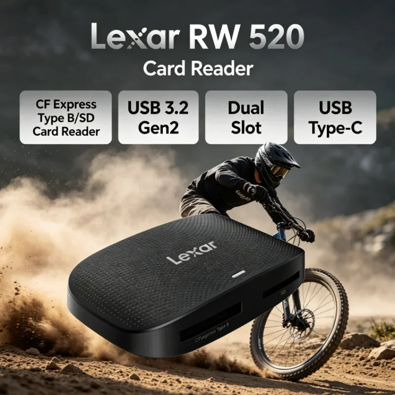 Lexar RW520 Memory Card Reader USB 3.2 Gen 2 CFexpress Type B SD Card Reader High Speed 8K RAW for Data Transfer