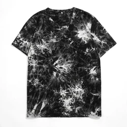 Summer Tie Dye T-shirts 100% Cotton Men's O-Neck T Shirt Streetwear Casual Short Sleeves Tops Unisex Loose Vintage Tees