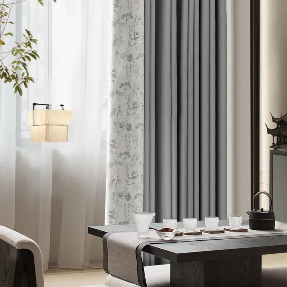 New Chinese Style Drapes Bedroom Blackout Soundproof Curtain Large Area Living Room Drape Home Floor-to-ceiling Window Curtains