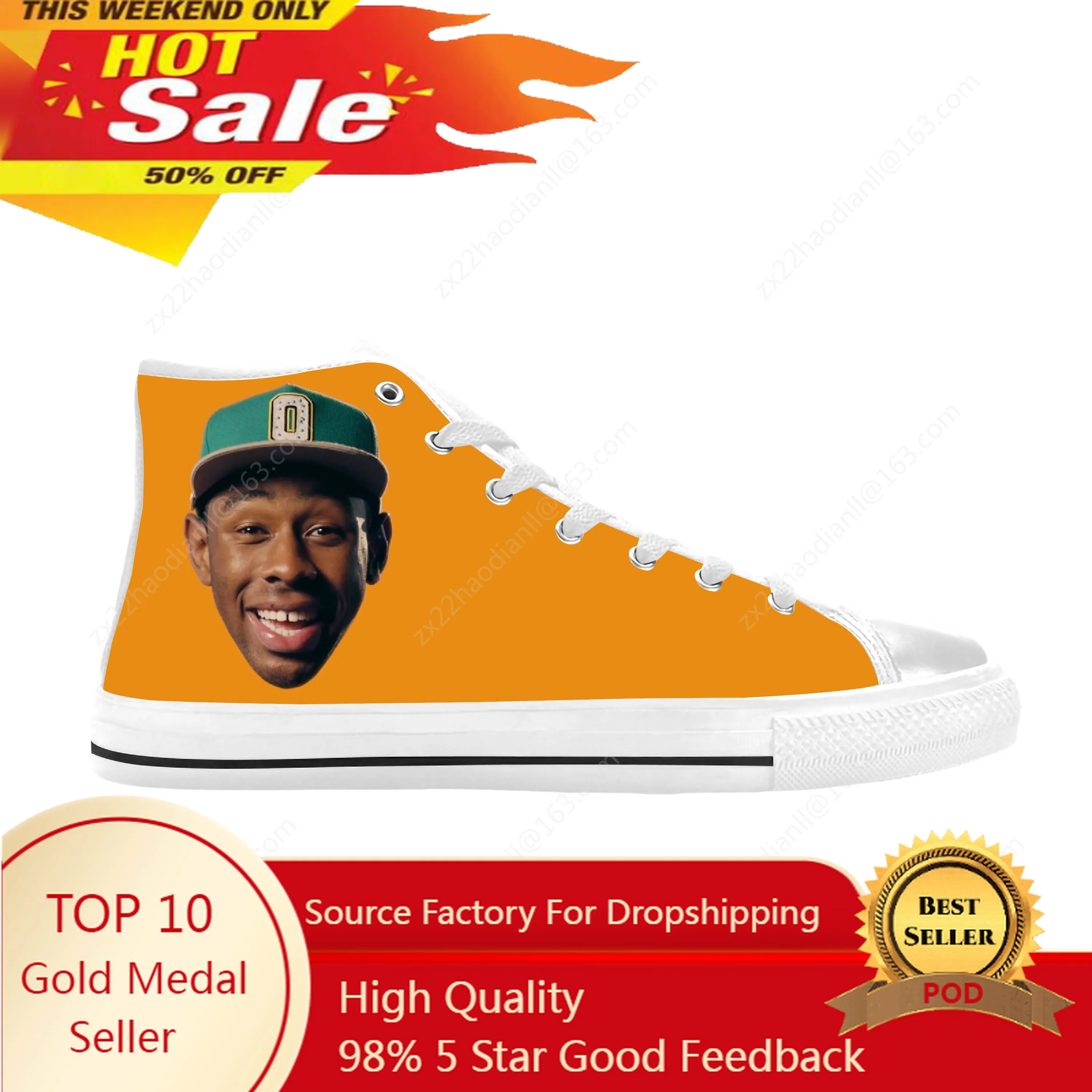 Tyler The Creator Hip Hop Singer Rap Rapper Music Casual Cloth Shoes High Top Comfortable Breathable 3D Print Men Women Sneakers