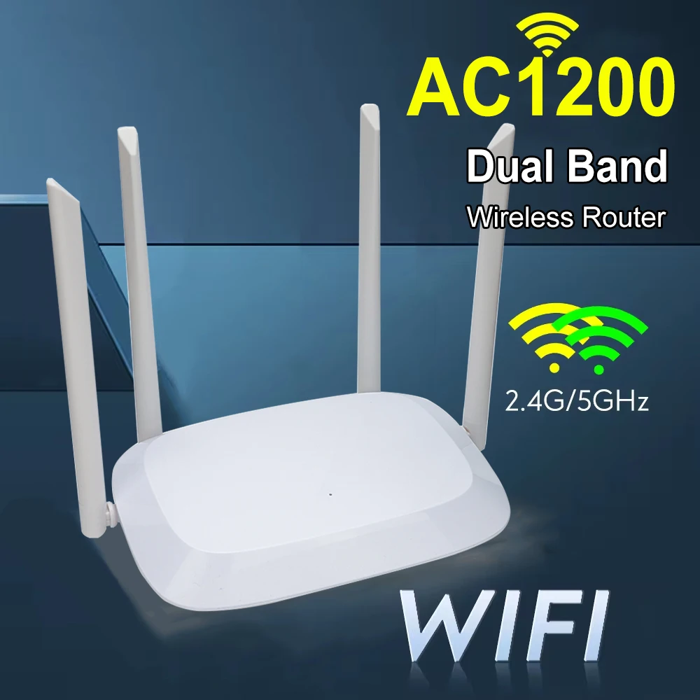 Wireless WiFi Router 1200Mbps Dual Band 2.4GHz 5GHz Wifi Repeater 4*6dBi Antennas Signal Amplifier Wider Coverage Wi-Fi Extender