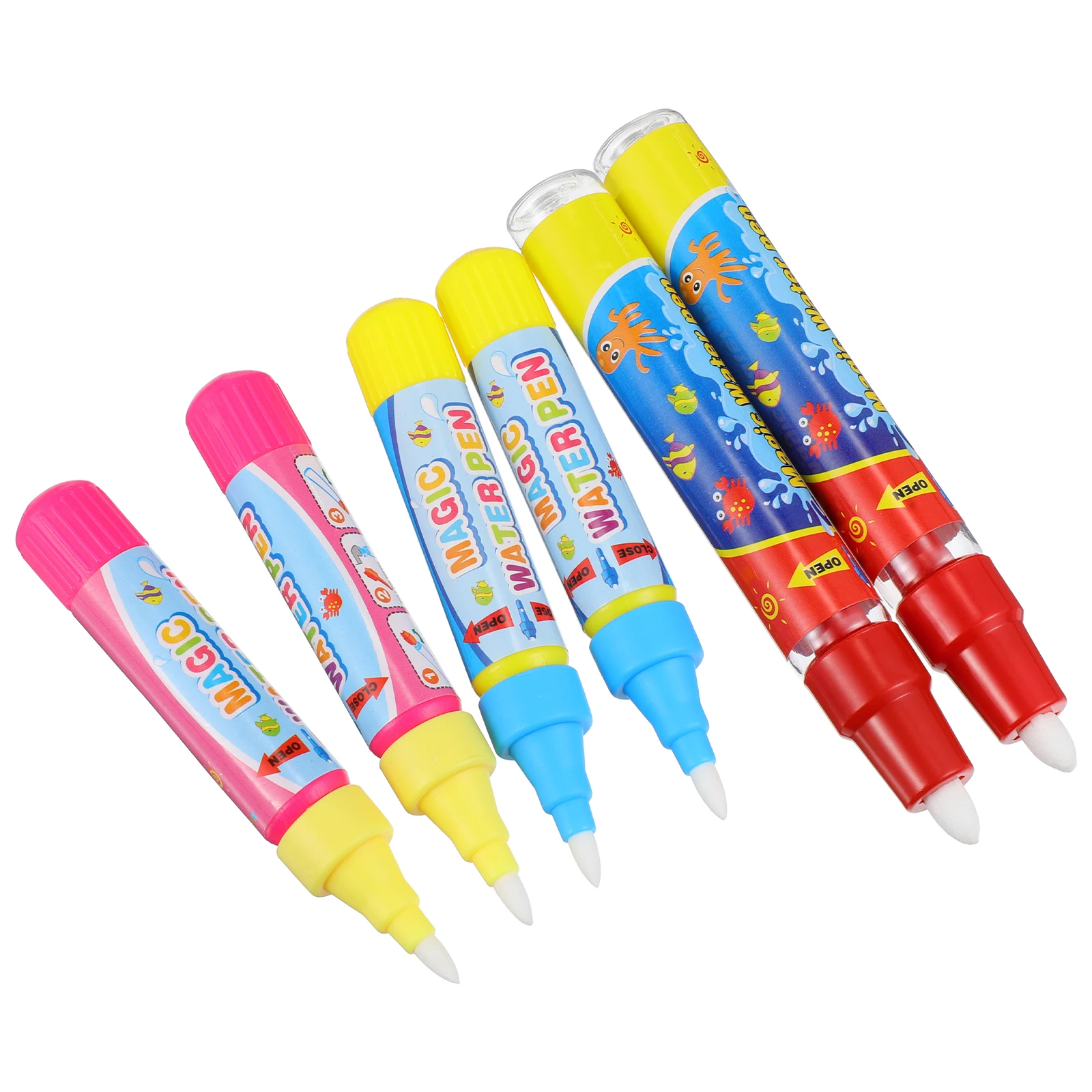 Clear Water Brushes Aqua Painting Supplies Doodle Pens Kids Toys Non Toxic Vibrant Colors Sturdy Tips Easy Drawing Water Mat