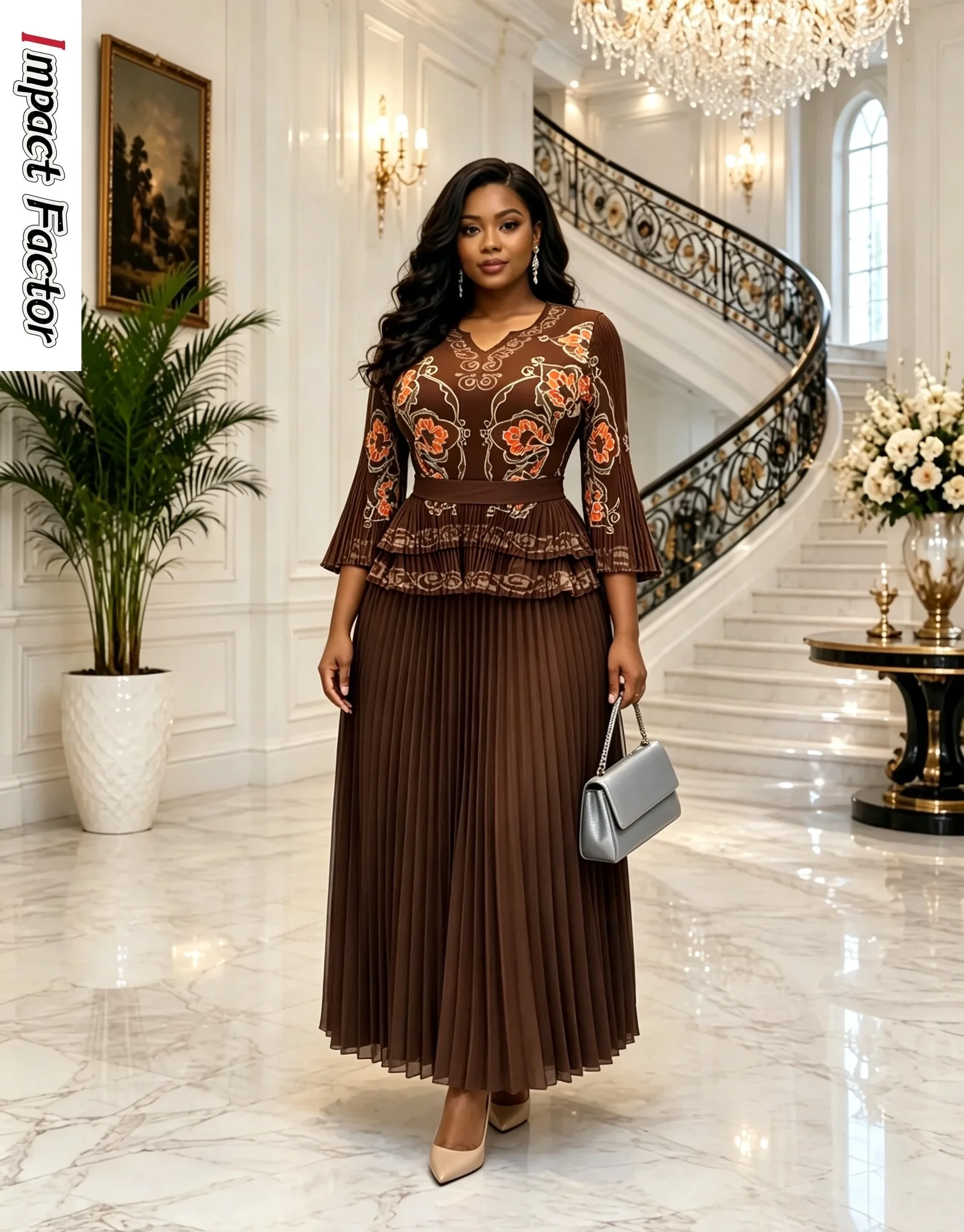 Miyake Africa 2026 Summer New Pleated Skirt Set Printing Temperament Irregular Large Skirt Two-piece Set