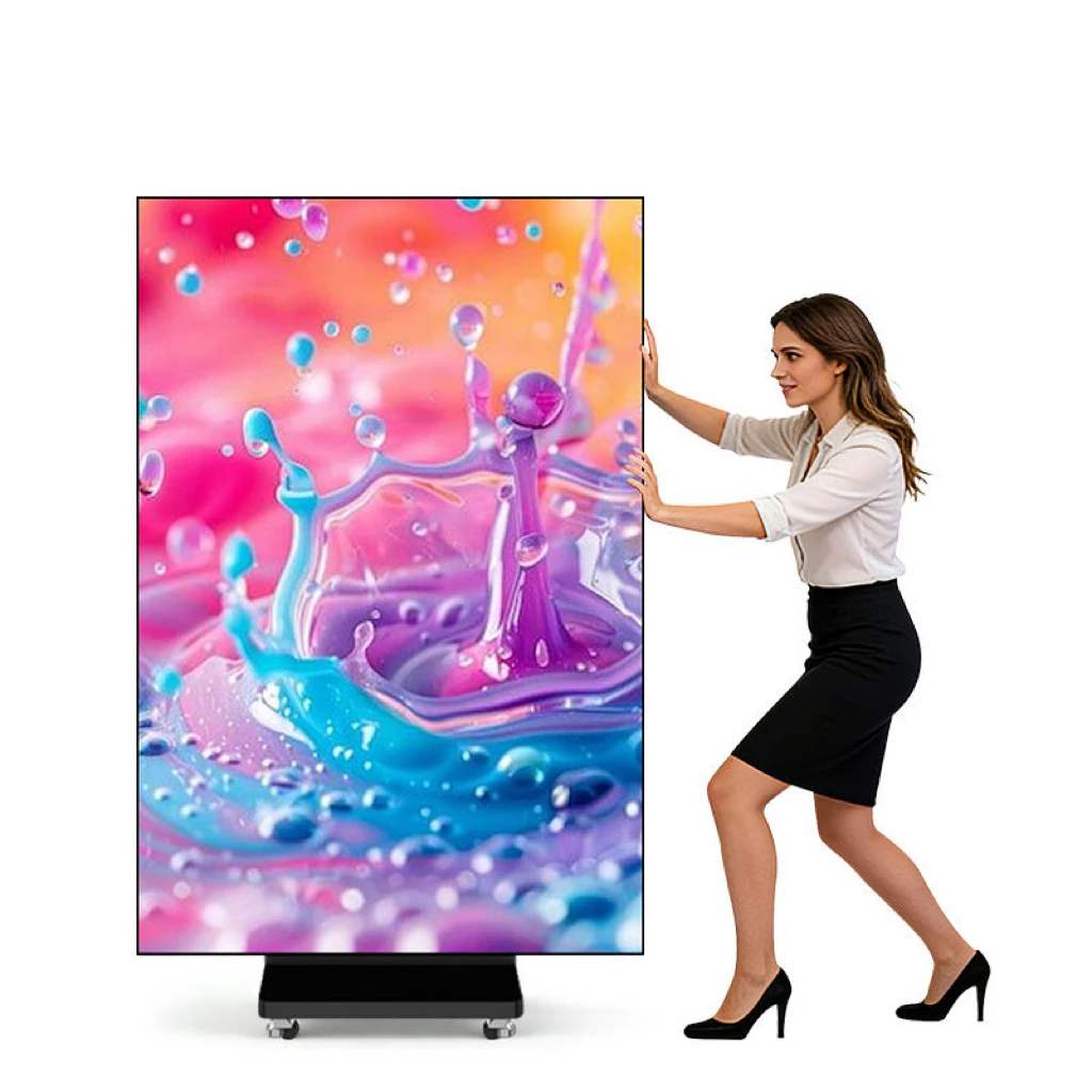 Tri‑Fold LED Poster Screen  Movable Floor Standing Digital LED Display P1.86 P2.5 Indoor Advertising LED For Mall Retail Shop