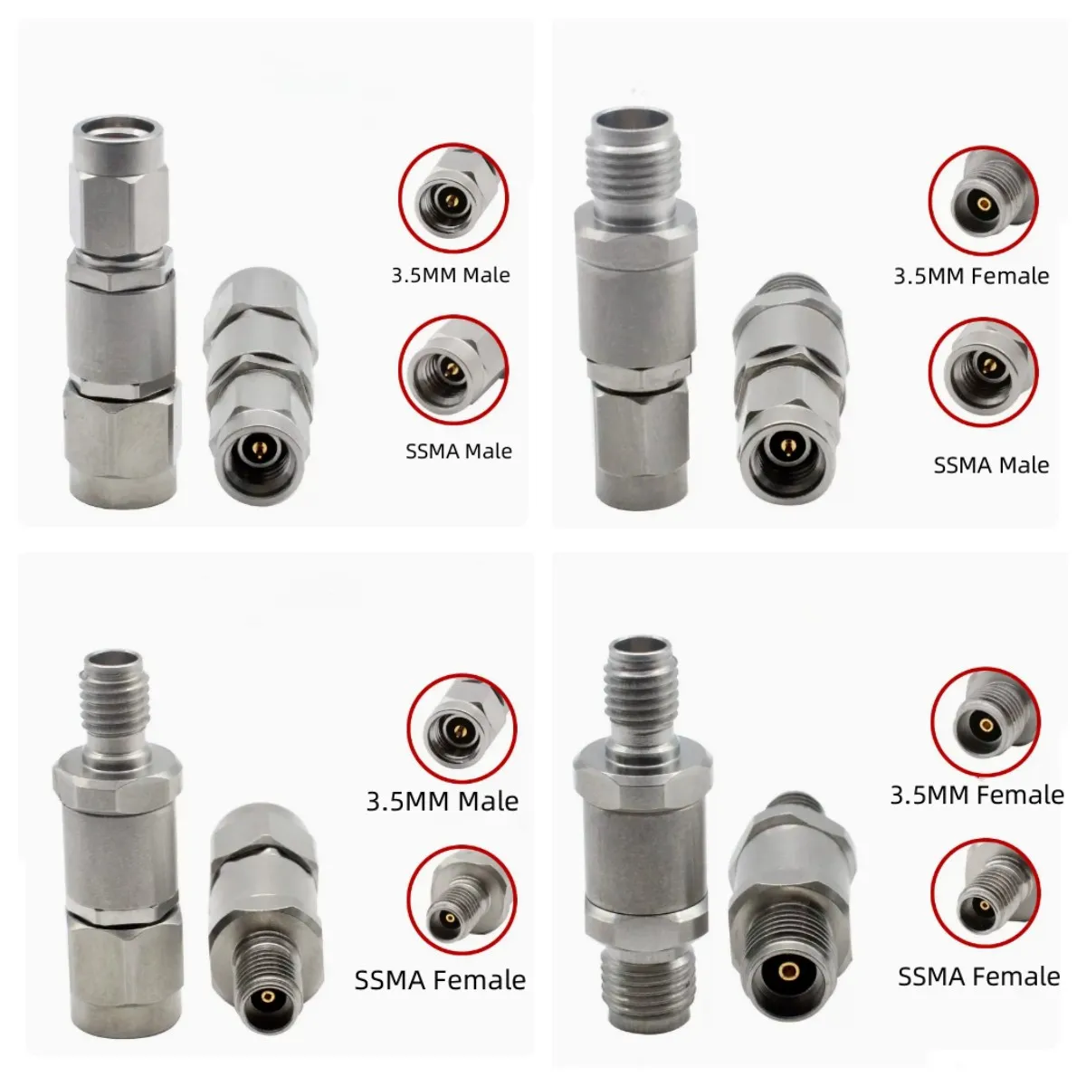 New SSMA To 3.5MM Stainless Steel Adapter 18GHZ SSMA Male To 3.5MM Female Millimeter Wave Adapters