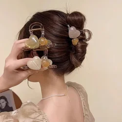 Pinzas para el cabello elegantes con forma de corazón de Color gelatina para mujeres y niñas, accesorios acrílicos transparentes para el cabello, horquilla de joyería delicada