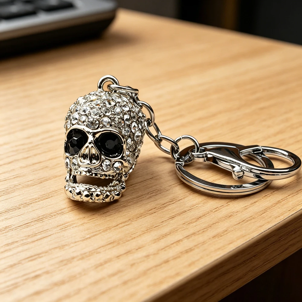 Vintage-Charme Originalität Halloween Metall-Schlüsselanhänger Beliebter Mode-Schmuck für Männer und Frauen Totenkopf-Schlüsselring Anhänger Geschenkverpackung – Detail 2