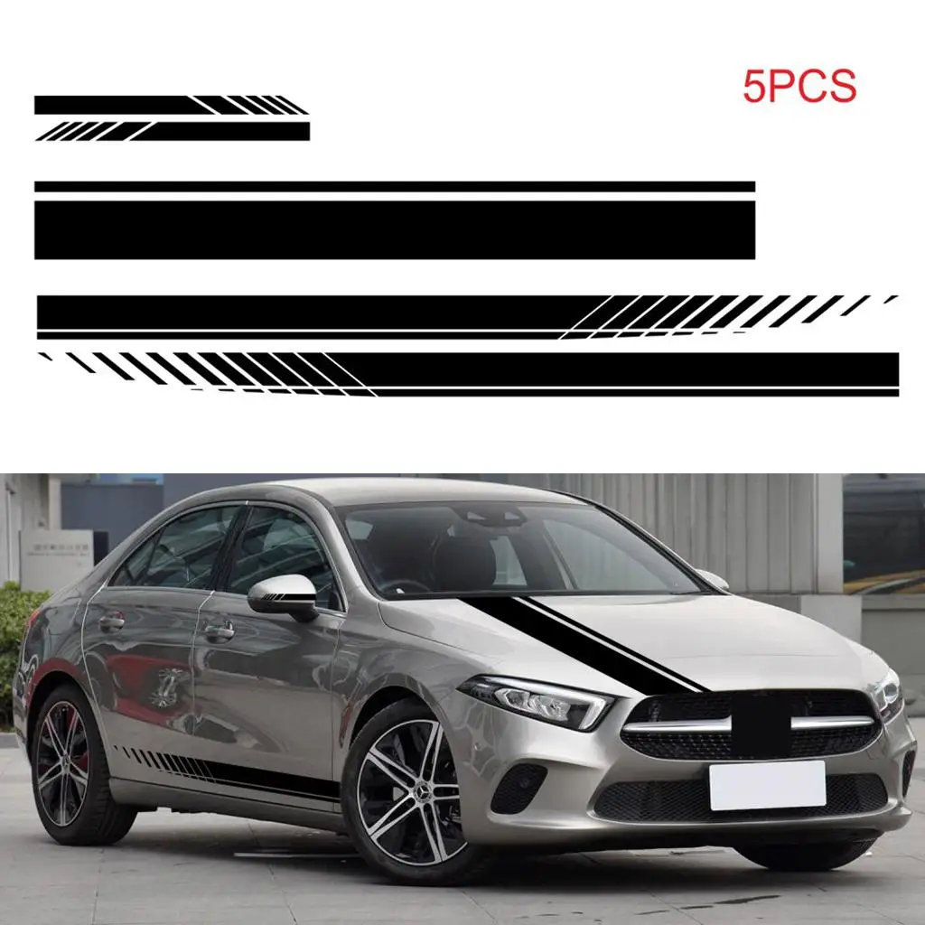 

Car Exterior Decoration Stickers Strip Racing Vinyl Graphic Decals Kit Waterproof for Side Hood Mirrors