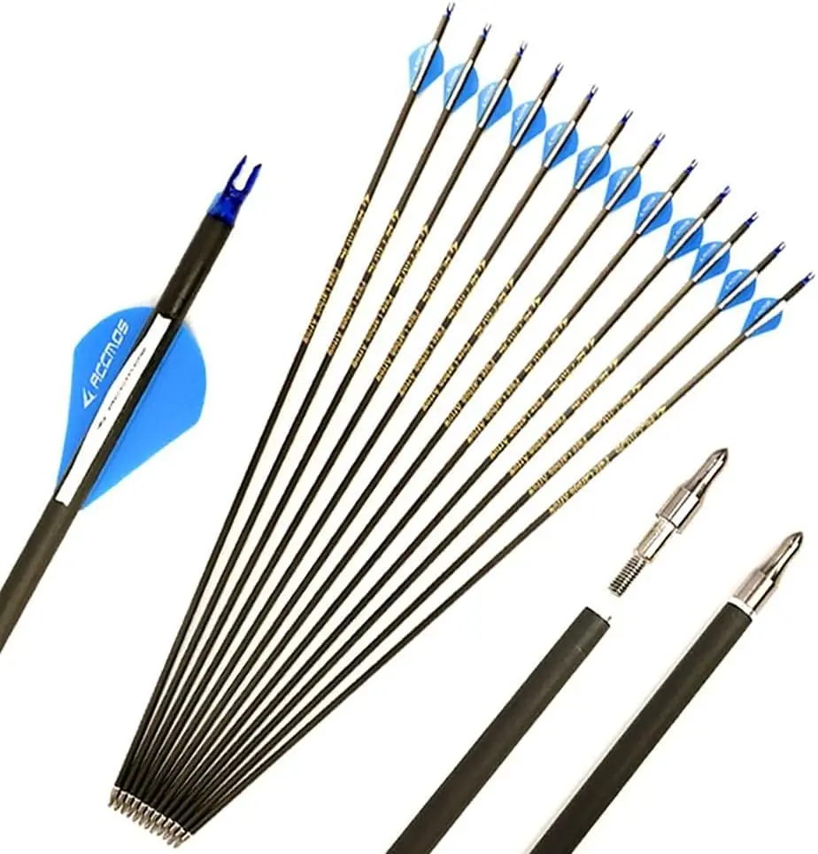 

12pc ID6.2mm Archery Spine 350 -600 Pure Carbon Arrow For Compound Bow/ Recurve bow Hunting Shooting