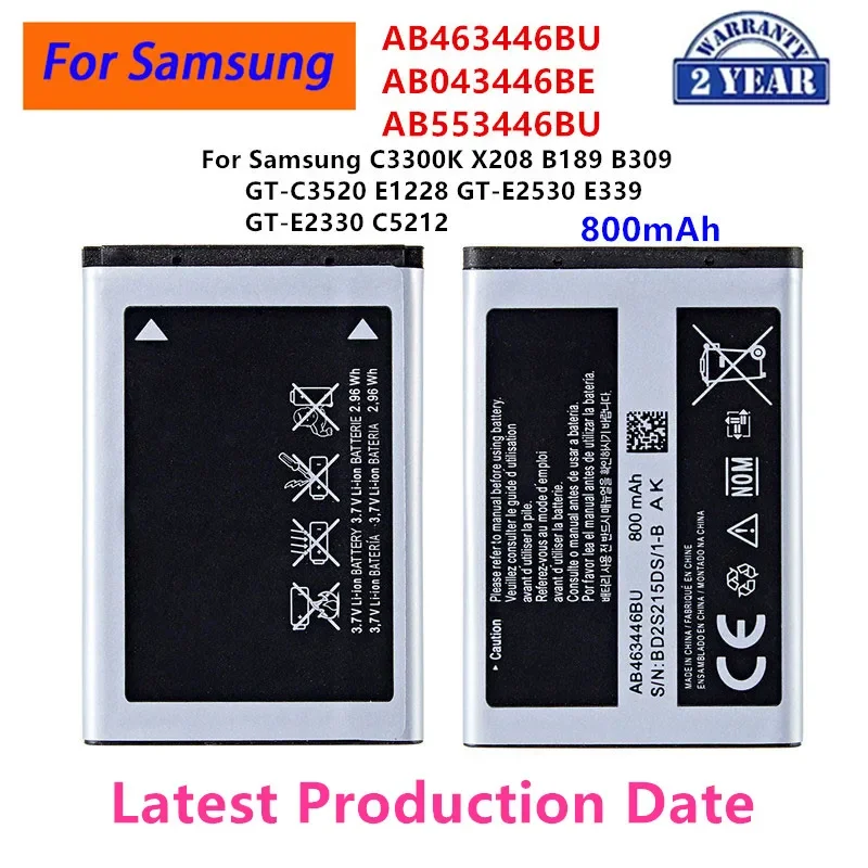 Brand New AB463446BU AB043446BE AB553446BU Battery For Samsung C3300K X208 B189 B309 GT-C3520 E1228 GT-E2530 E339 GT-E2330 C5212