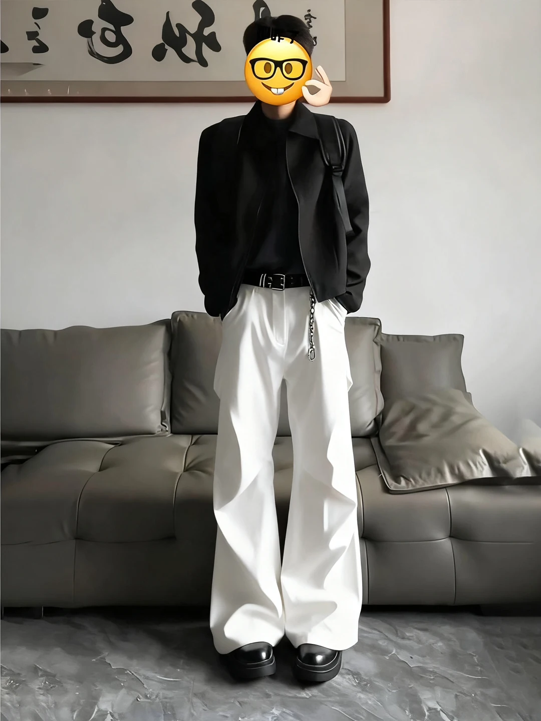 

Cleanfit White Pleated Men's Pants American High Street Drapey Micro Flared Workwear Trousers Wide Leg West Pants