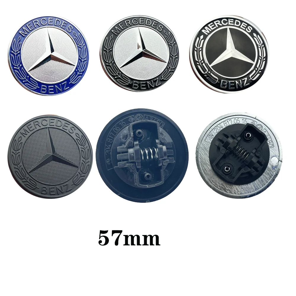 57mm Front Hood Emblem Matte Black Flat Laurel Wreath Badge For Mercedes Benz AMG W205 W213 A0008171701