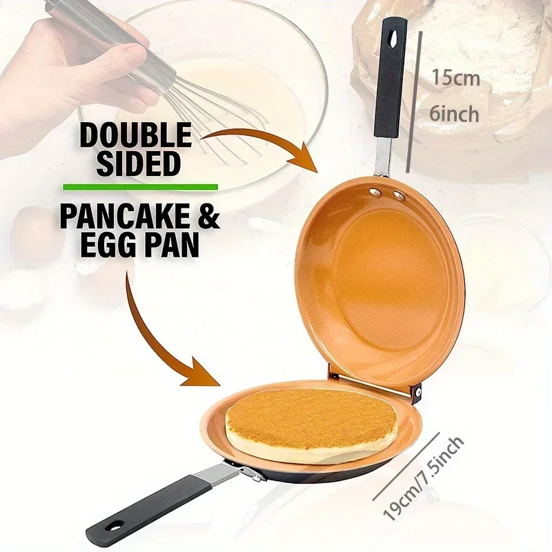 Double-Sided Non-Stick Ceramic Folding Pan for Pancakes Bread Egg Breakfast Foldable Kitchen Cookware