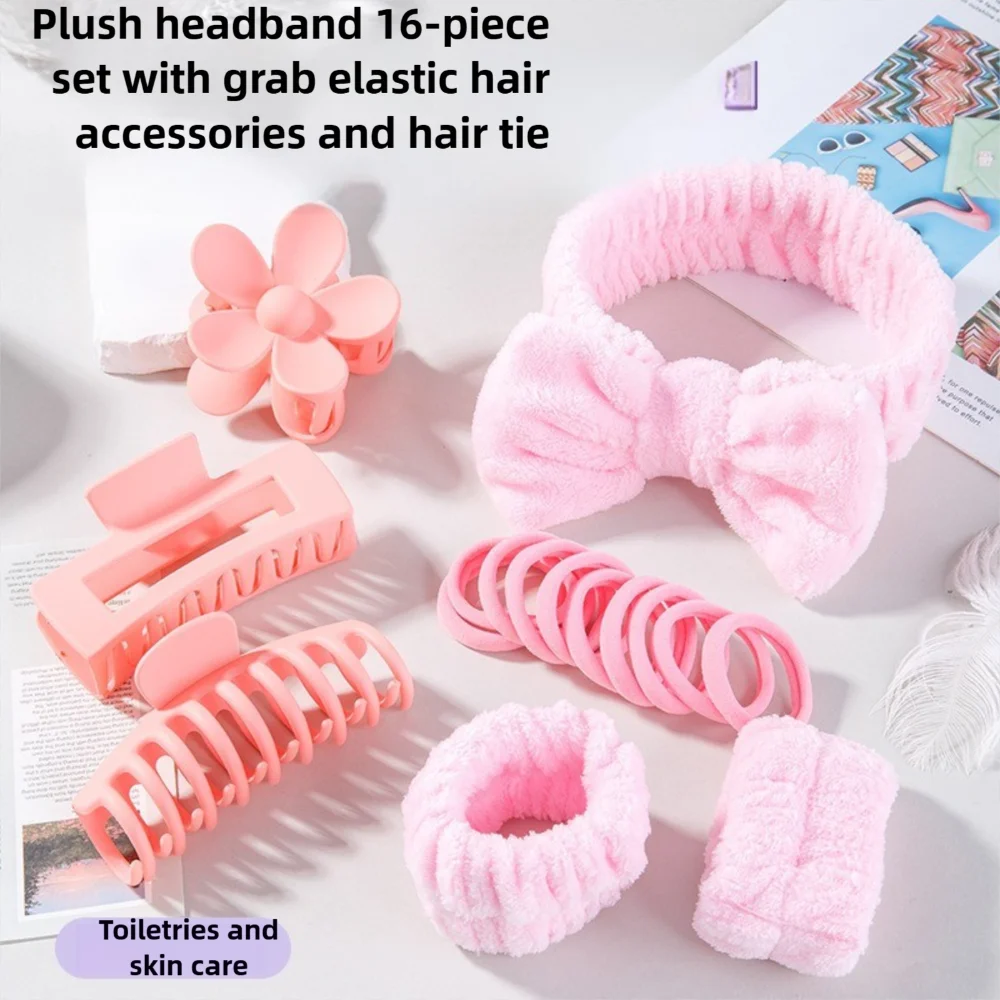 

16Pcs/set New Bow Headband Face Washing Tools Versatile Plus Wash Face Wrist Strap Color SPA Shower Hair Rope Home