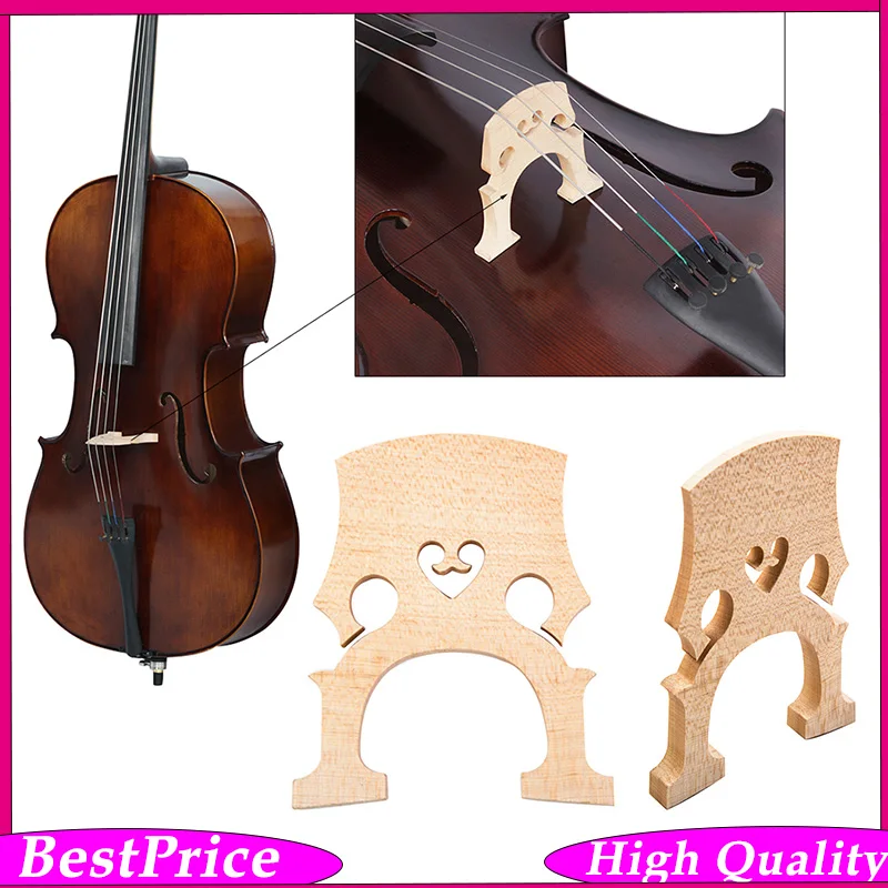 Puentes de Violonchelo de Grado Profesional (Juego Completo: 4/4, 3/4, 1/2, 1/4, 1/8) Piezas de Repuesto para Violonchelo de Madera de Arce Seleccionada a Mano