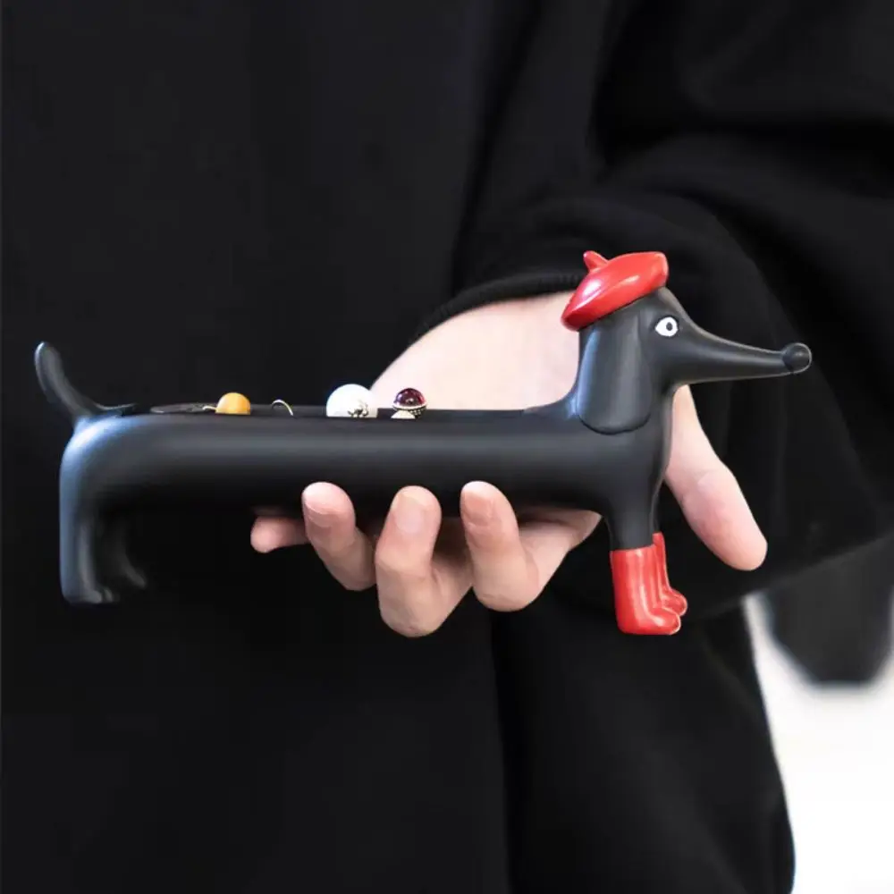 Resin Dachshund Ring Organizer Dustproof Ring Holder Jewelry Display Box Home Decor Ornament Ring Trinket Storage Box Lady Girls