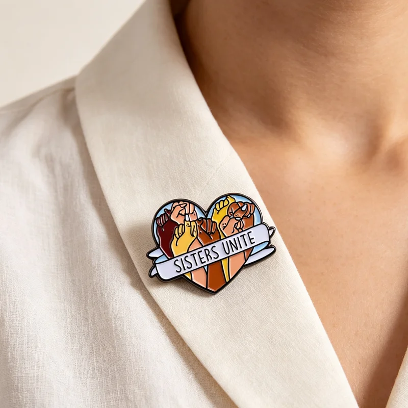 Fashion Sisters Unite Feministische Brosche Damen Reversnadel Abzeichen Einzigartiges Kleidungs- und Taschenaccessoire für den Großhandel – Detail 5