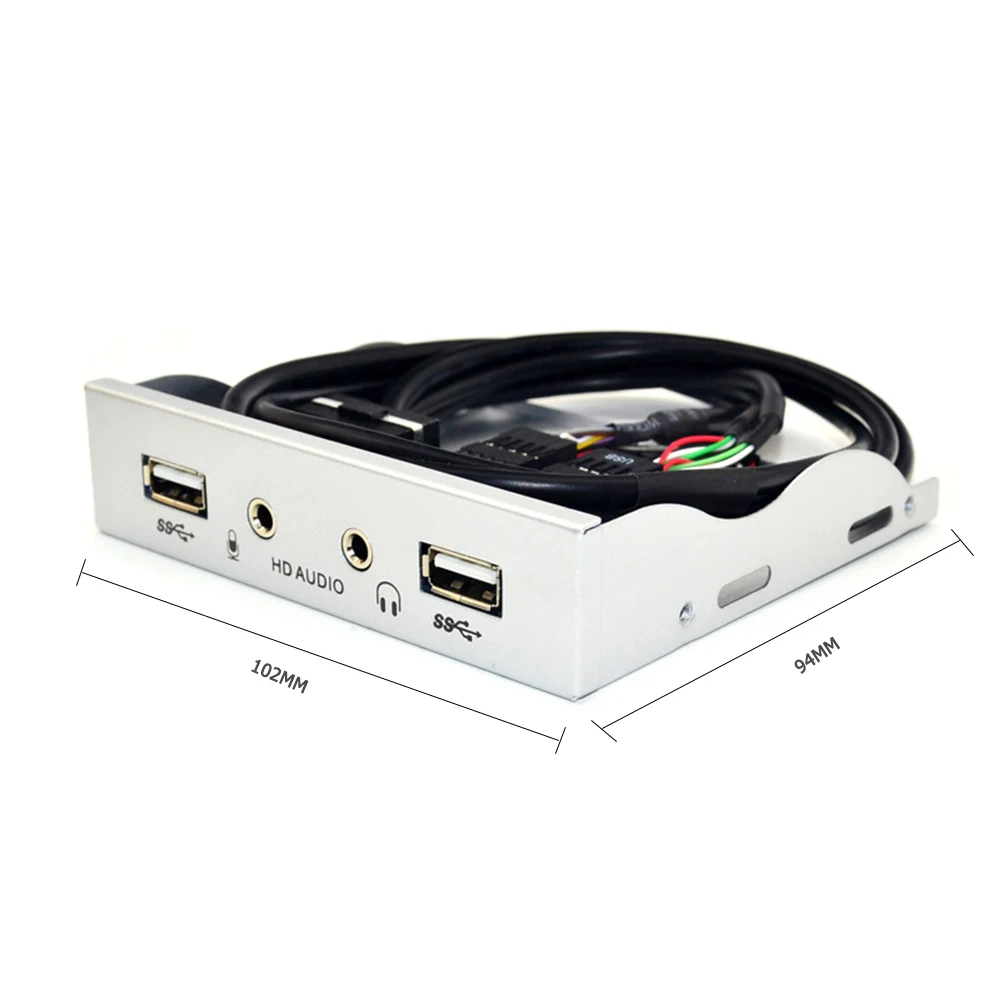 전면 패널 내마모성 9핀 4포트 허브 플로피 베이 PC 케이스 2 USB 2.0 HD 오디오 3.5mm 전면 패널 랙
