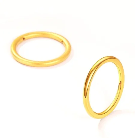 Imagem -03 - Anel de Ouro Puro 24k para Casais Anéis de Dedo de Ouro Duro 3d Anel Circular Simples 999 Ouro Real Anéis de Noivado