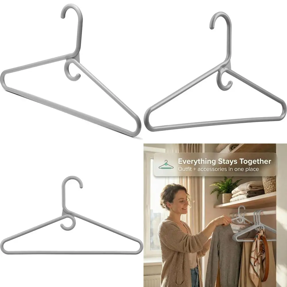 

Sturdy Plastic Hangers for Clothes, Scarves, Belts - Heavy Duty, Space-Saving, Pack of 50