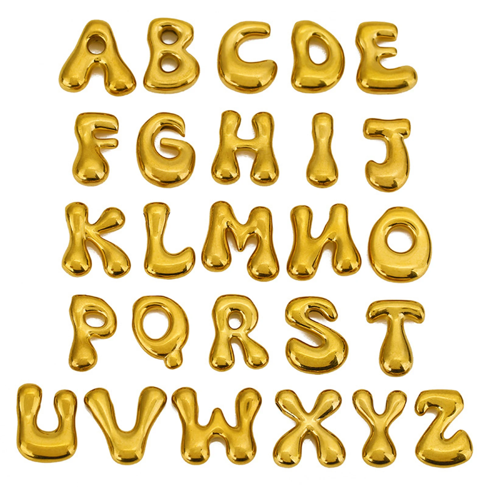 5Pcs/lot Chunky Balloon Bubble Alphabet Initial Letter Pendant Charms For DIY Jewelry Making Name Necklace Bracelet Accessories