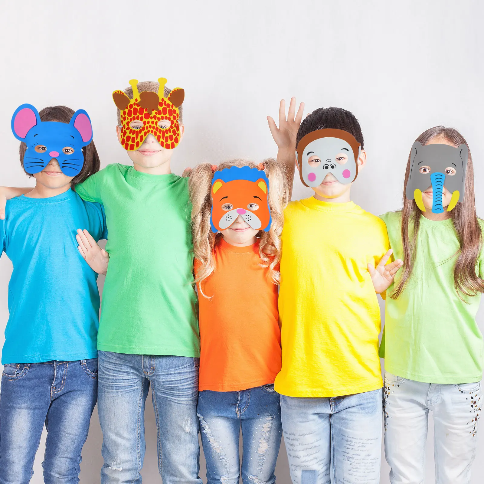 

12Pcs Cute Cartoon Animal Face Masks For Kids Birthday Party Dress Up Favors Celebrations