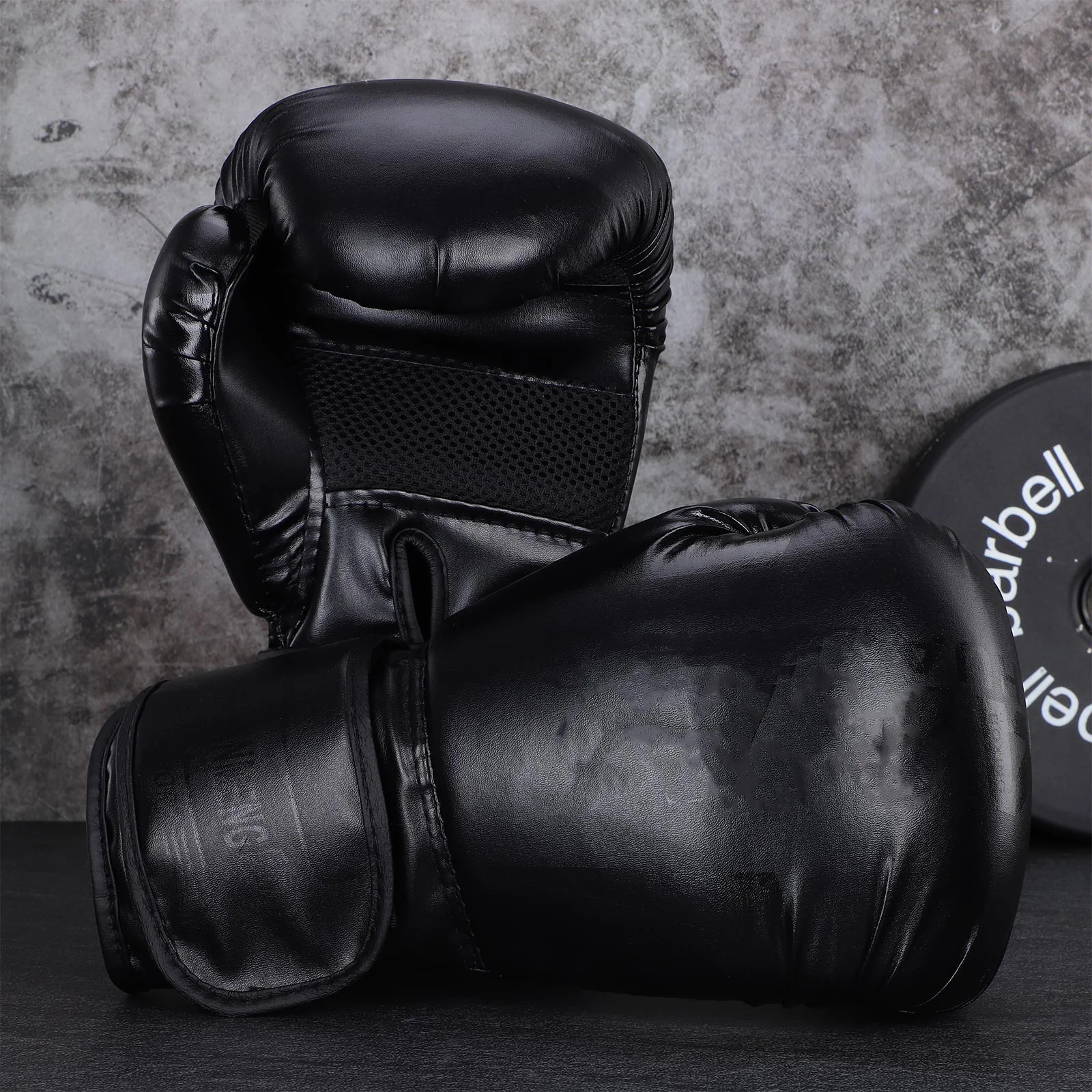 

1 Pair Black Boxing Gloves Durable PU Boxing Mitts Material Comfortable Fit Anti-Slip Hand Protection Mitts for Men