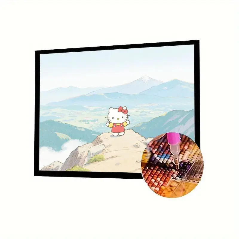 

1 шт., набор для алмазной живописи «Hello Kitty Mountain Adventure 5D DIY» — легкая полная дрель, вышивка стразами, художественное ремесло для взрослых
