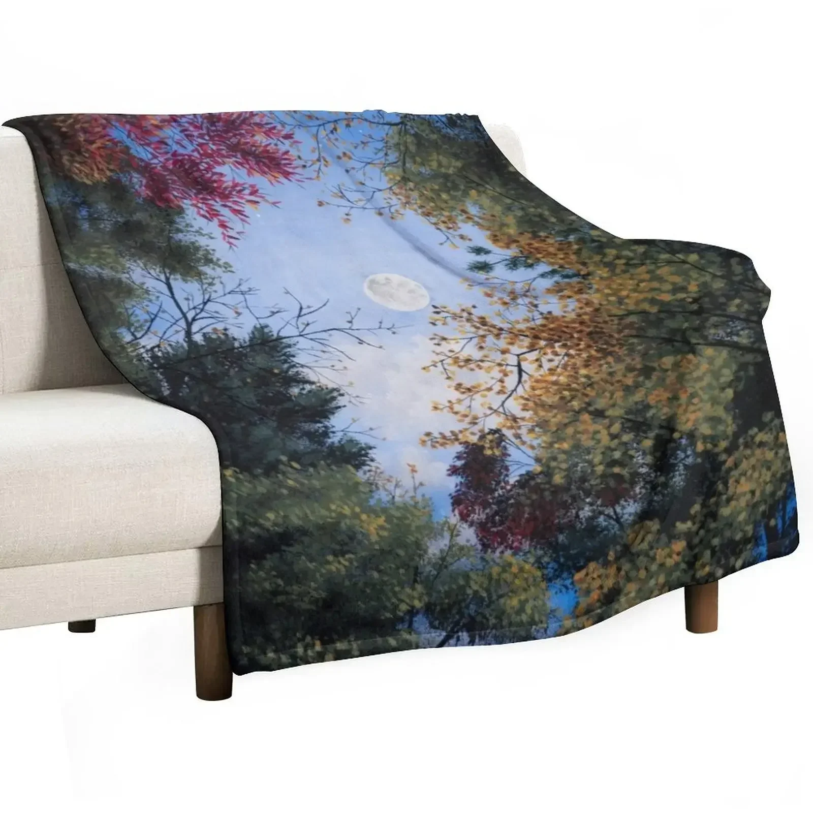 Autumn Night Throw Blanket Soft Bedroom Blanket for Night Sleeping