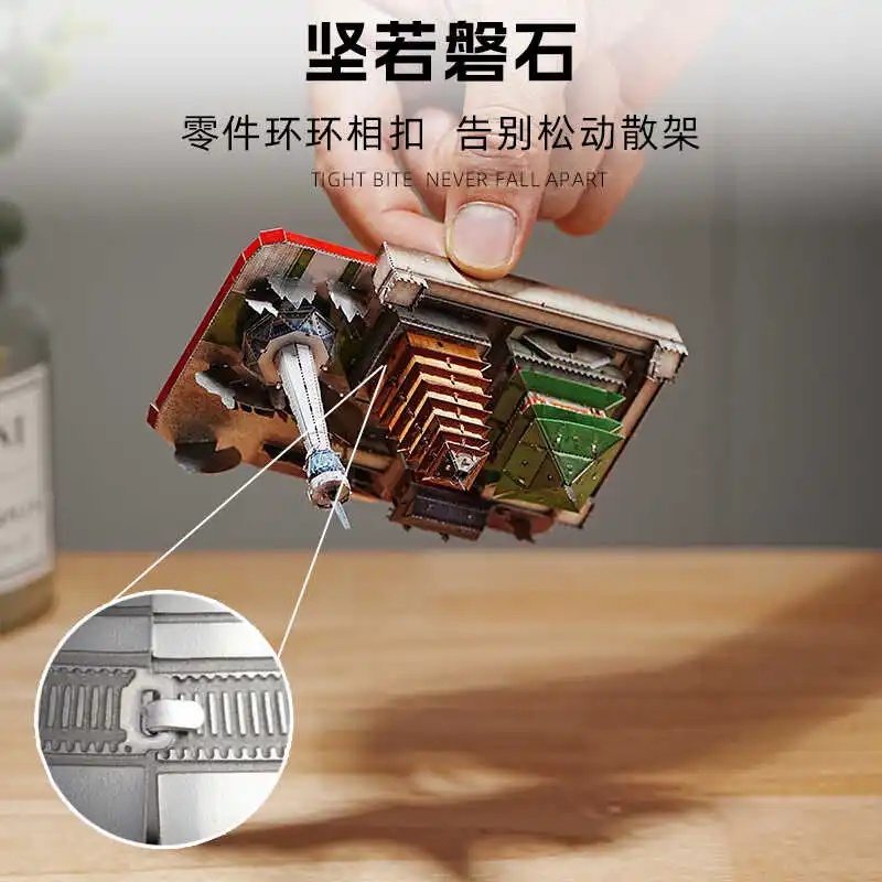 Shaanxi Xi'an construção de referência arquitetônica modelo de montagem de metal 3D folha de ferro quebra-cabeça artesanal presente DIY