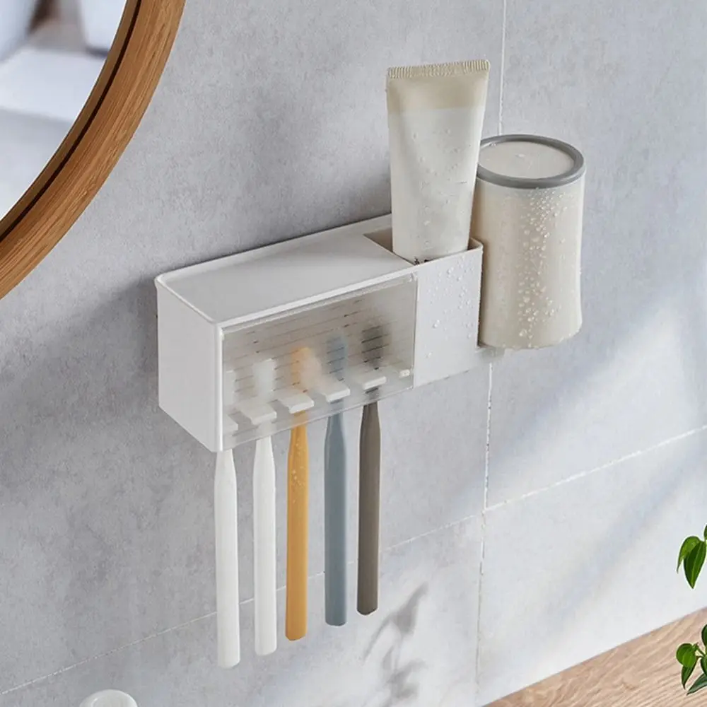 Bathroom Shelves Wall Mount Toothbrush Toothpaste Holder Suction Cup Storage Rack Toiletries Organizer Bathroom Accessories