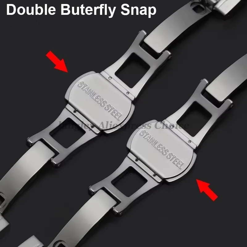 حزام ساعة من الفولاذ المقاوم للصدأ لساعة أرماني لتيسو لساعة Seiko باند 12/14/16/18/19/20/21/22/24 مللي متر معصمه ملحقات الساعة