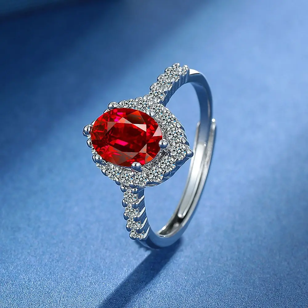 

Oval Cut Natural Garnet 925 Sterling Silver Ring for Woman Fashion Gemstone Jewelry Statement Anniversary Gift