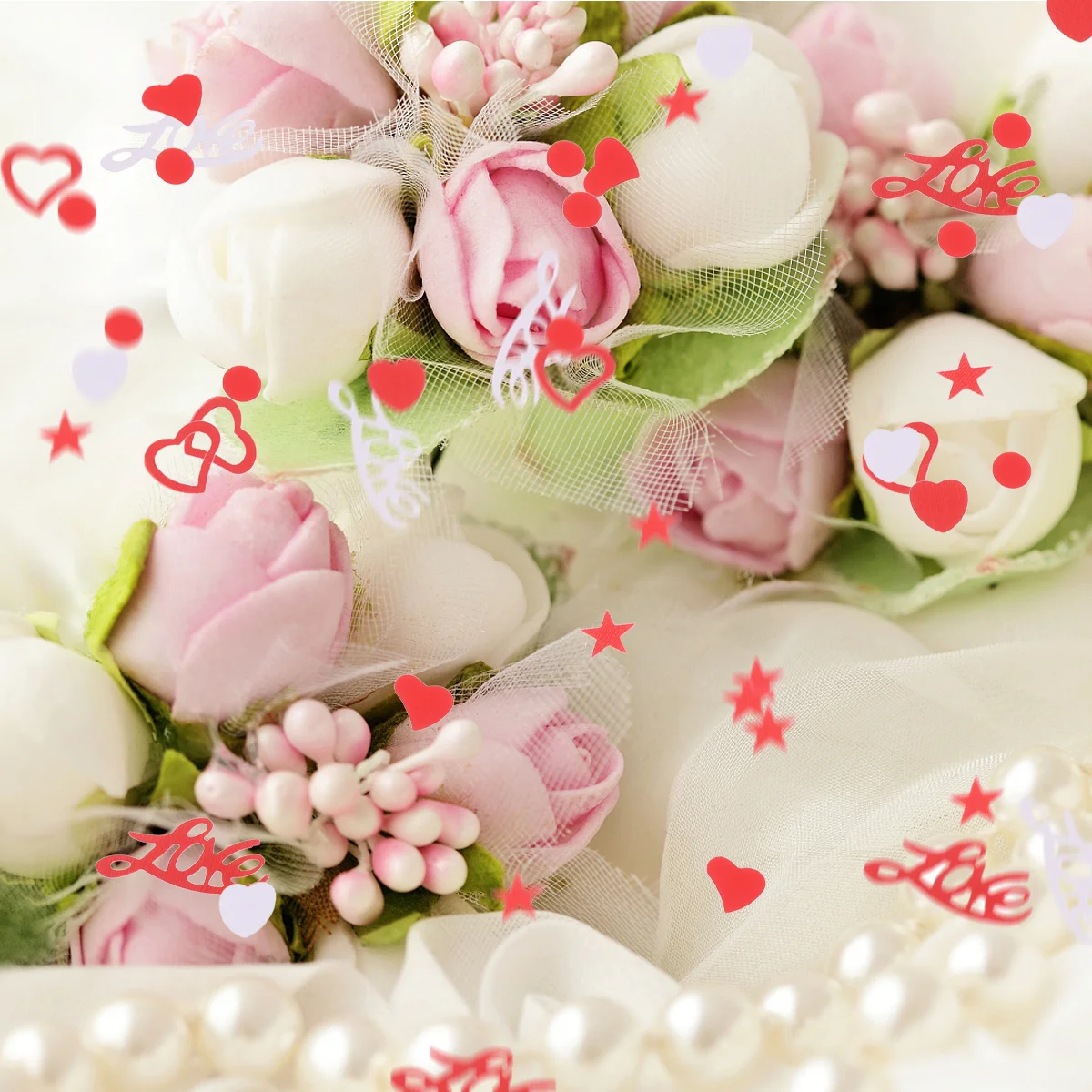 

2000 Pieces 60G Wedding Decor Confetti Heart Shape PVC Table Decoration for Party Valentine Anniversary Gender Reveal