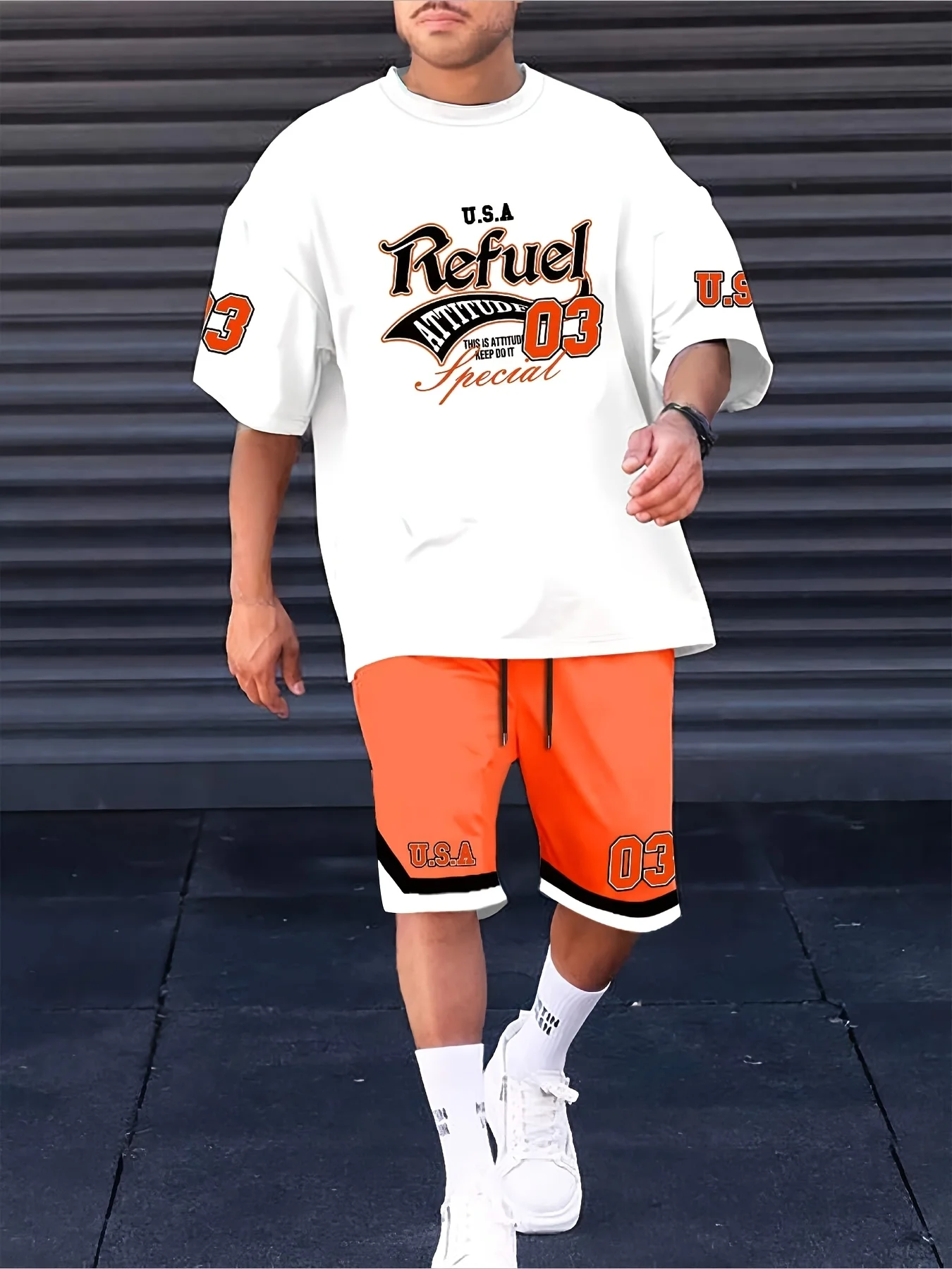 يتميز البدلة الرجالية الصيفية الجديدة لعام 2025 بطباعة ثلاثية الأبعاد لملابس خارجية رياضية كاجوال خفيفة الوزن وجيدة التهوية #1