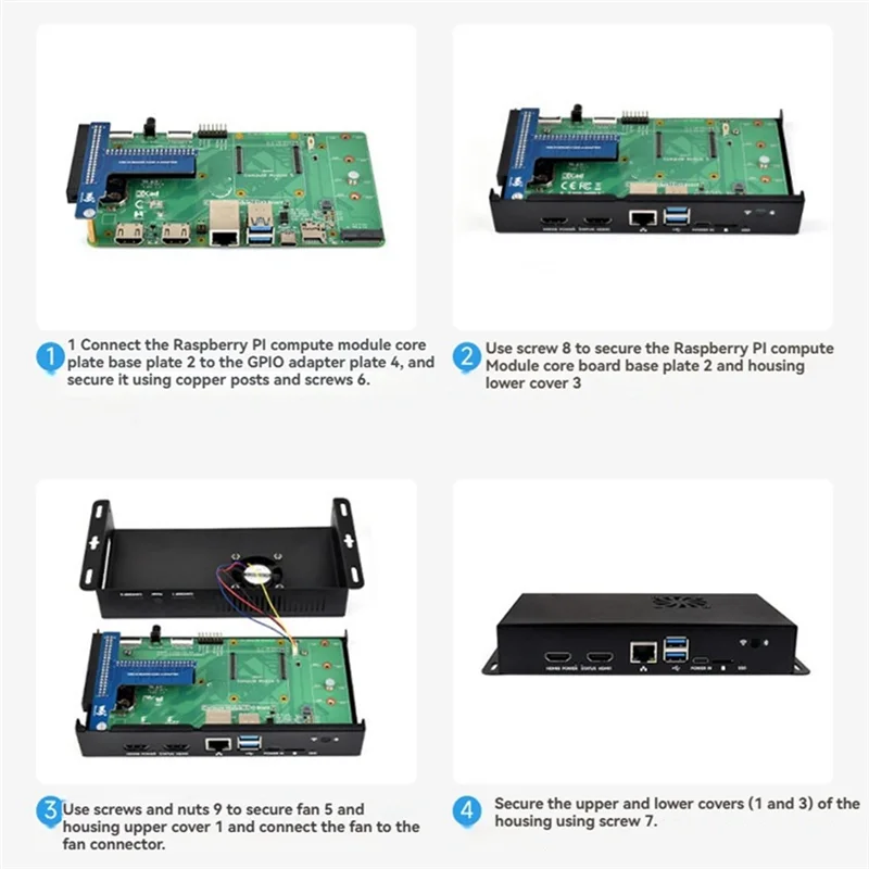 

CM5 Metal Case For Raspberry Pi Compute Module 5 IO Board With Cooling Fan
