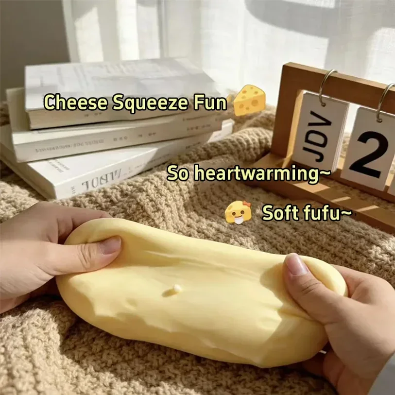 Genuine Vaseline Filled Giant Cheese Squishy Toy Soft Squeeze Stress Relief Ball Cute Cheese Shape Slow Rebound Fidget 1/3Pcs