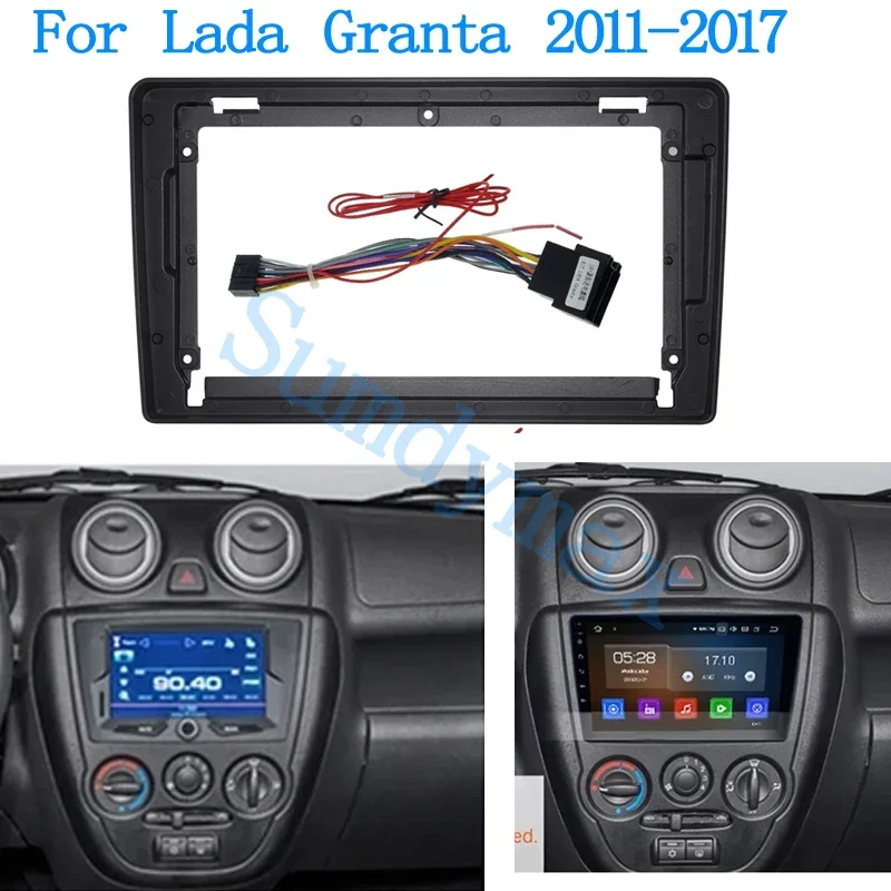 9 inch Car Radio Frame cable wire For Lada Granta 2011-2017 Android Radio Dashboard Kit Face Plate Fascia Frame