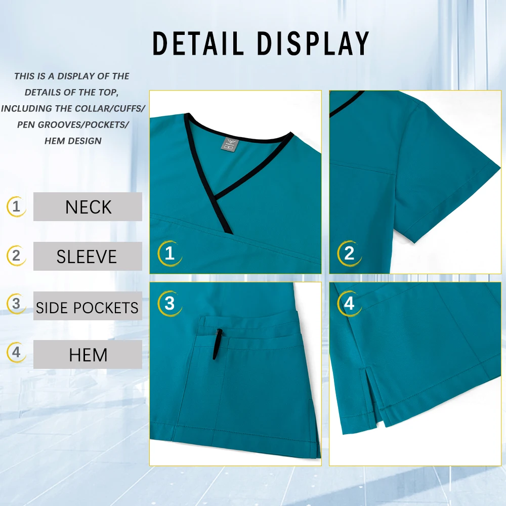 แฟชั่นผู้ชายพยาบาล Y คอ Workwear Medical Scrubs ตรงกางเกงชุดทันตกรรมทันตแพทย์เสื้อผ้าชุดความงามขายส่ง