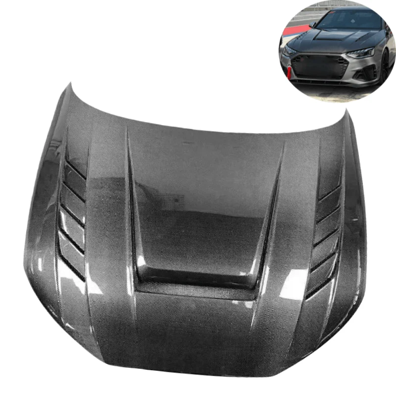 

Новое переднее вентиляционное отверстие капота двигателя из углеродного волокна с болтами для установки Audi A4 S4 Rs4 B9-Bolt-On