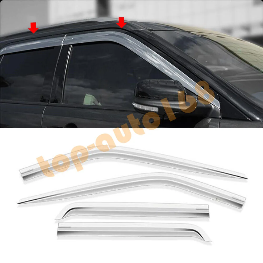 4PCS Chrome Window Visor Vent Shades Sun Rain Guard For Ford Explorer 2011-2019