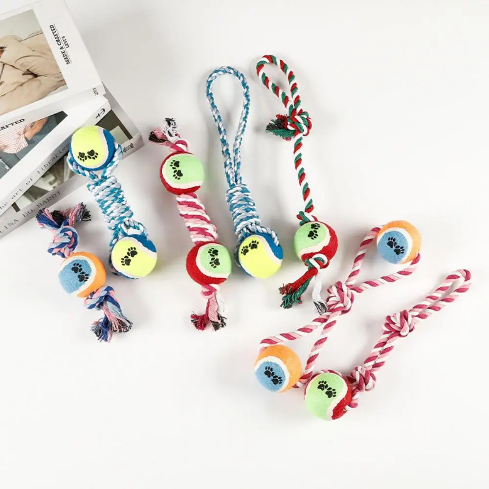 

Dog Chew Toy Cotton Rope Tennis Dumbbell Rubbertoy Ball for Small Medium Large Dog Interactive Toy Puppy Playing Supplies