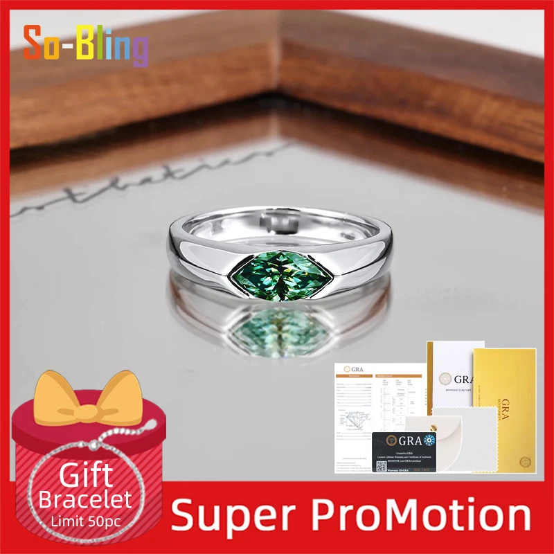 

So-Bling 1ct Olive Moissanite Ring 5*10mm Marquise Cut Diamond S925 Sterling Silver Rings for Women Luxury Quality Jewelry