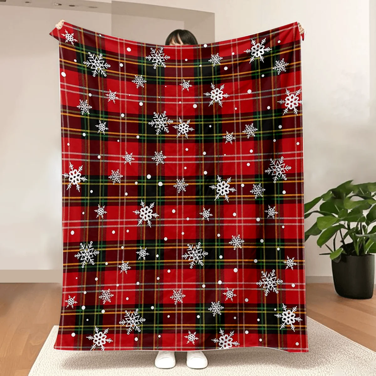Weihnachts-Flanell-Überwurfdecke, rot, grün, Büffelkaro, Karomuster, Geburtstagsgeschenke, weiche Decken für den Winterurlaub für das Bett