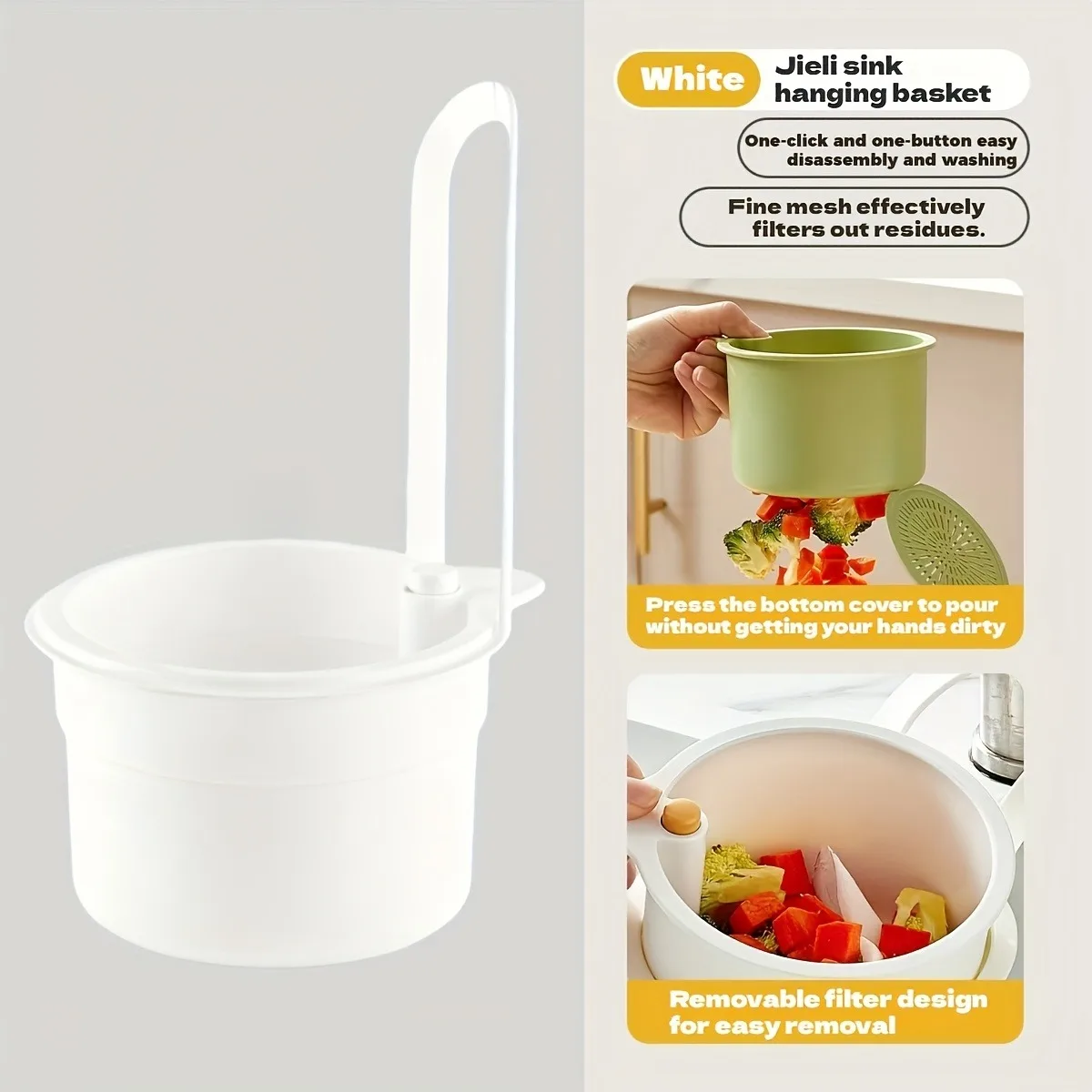 

Single Pack Hanging Sink Drain Basket Multifunctional Kitchen Storage Organizer with Multiple Styles for Kitchen Waste Filtering