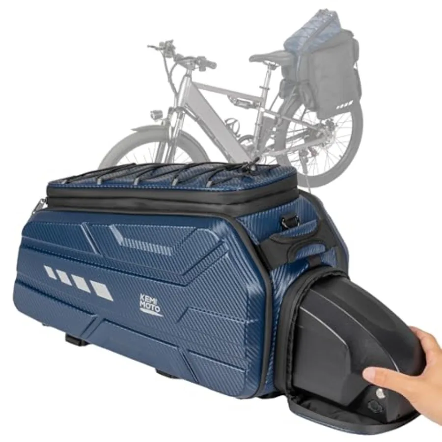 

40L E-Bike Battery Bike Bags for Rear Rack, EVA Hard Shell Bag with Reflective Strip and Waterproof cover, Ebike Trunk Bicycle